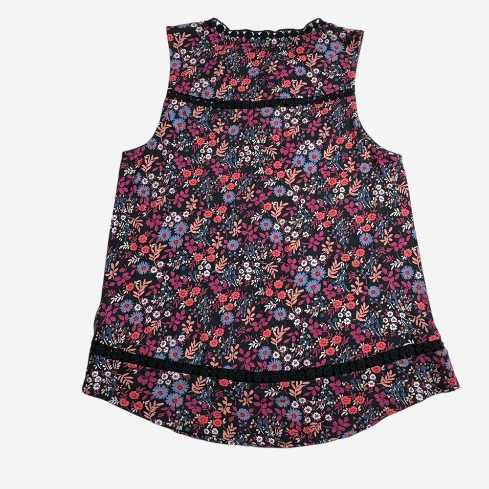 Lucky Brand Sleeveless Floral Top Size M Pullover Lace Accents Multicolor NEW - Picture 4 of 13